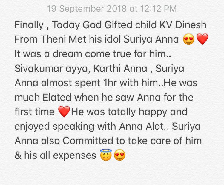 Aluvasfc_offl's tweet photo. • Finally the Talented & Gifted child Dinesh Kumar from Theni, KaatunayakanPatti met @Suriya_offl anna 😇 #Suriya anna decided to afford all his expenses #AltruisticSURIYA https://t.co/LnVHwBcCe0