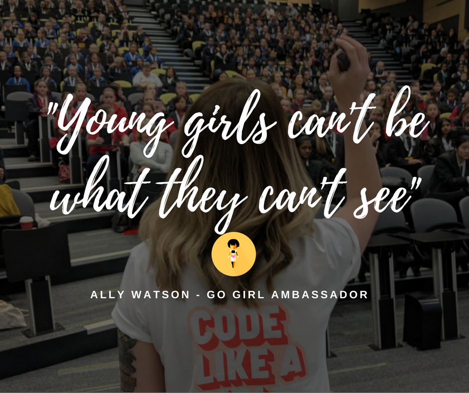 GoGirlGo4IT's tweet photo. “Young girls can’t be what they can’t see.” Throwback to our brilliant ambassador Ally Watson @LoveAndMaths at our @GoGirlGo4IT 2018 event #tbt @VICT4W https://t.co/sNQFt54kgS