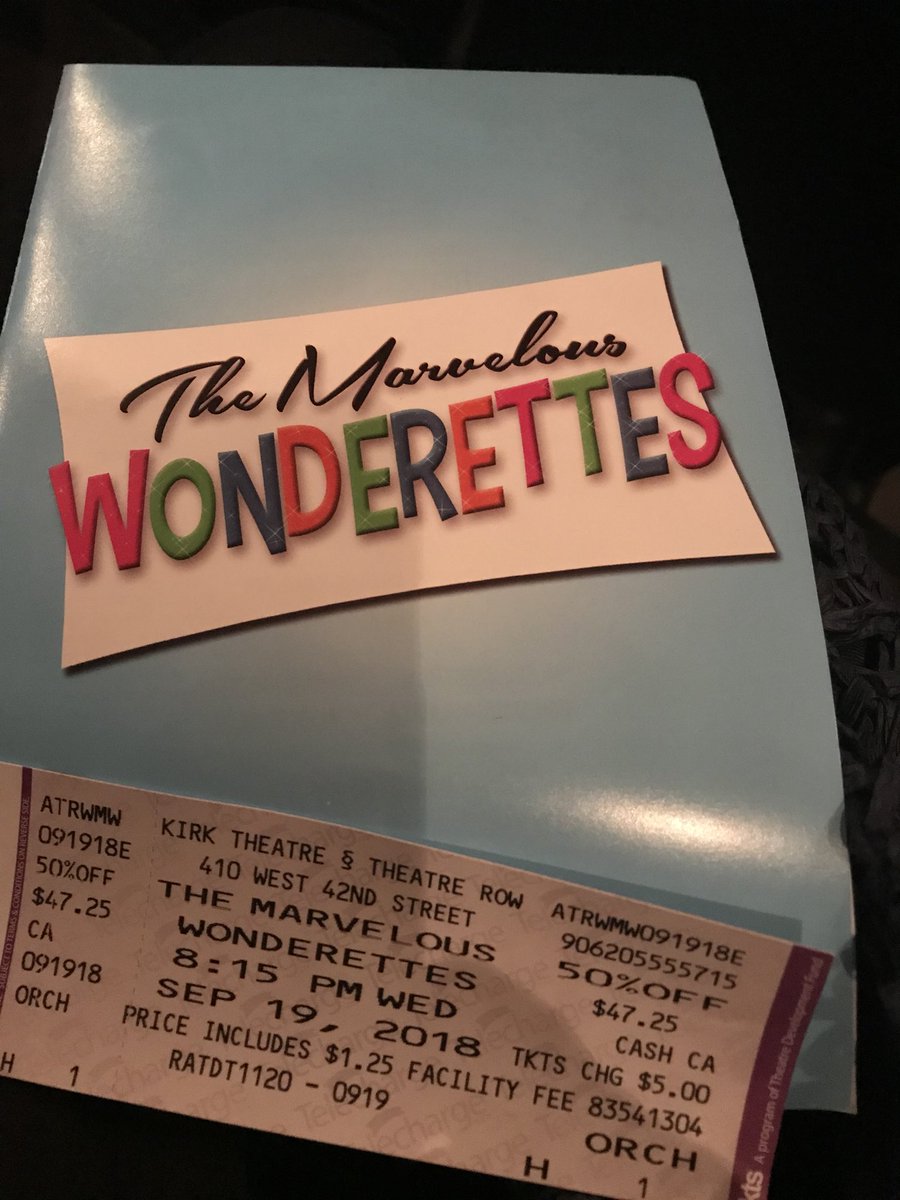 pandaamanda35's tweet photo. This is a must see. Only at intermission but I love it so much #themarvelouswonderettes #nyc https://t.co/7MDqoTGaoo