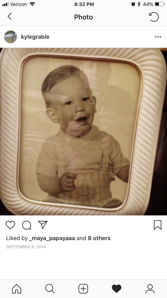 KyleGrable's tweet image. Looking on my Instagram and I notice this. My dad is the taking a picture of his baby picture, in the reflection is him taking the picture. A good reminder that time flies and to make the most of the time you have on this earth. ✌🏽