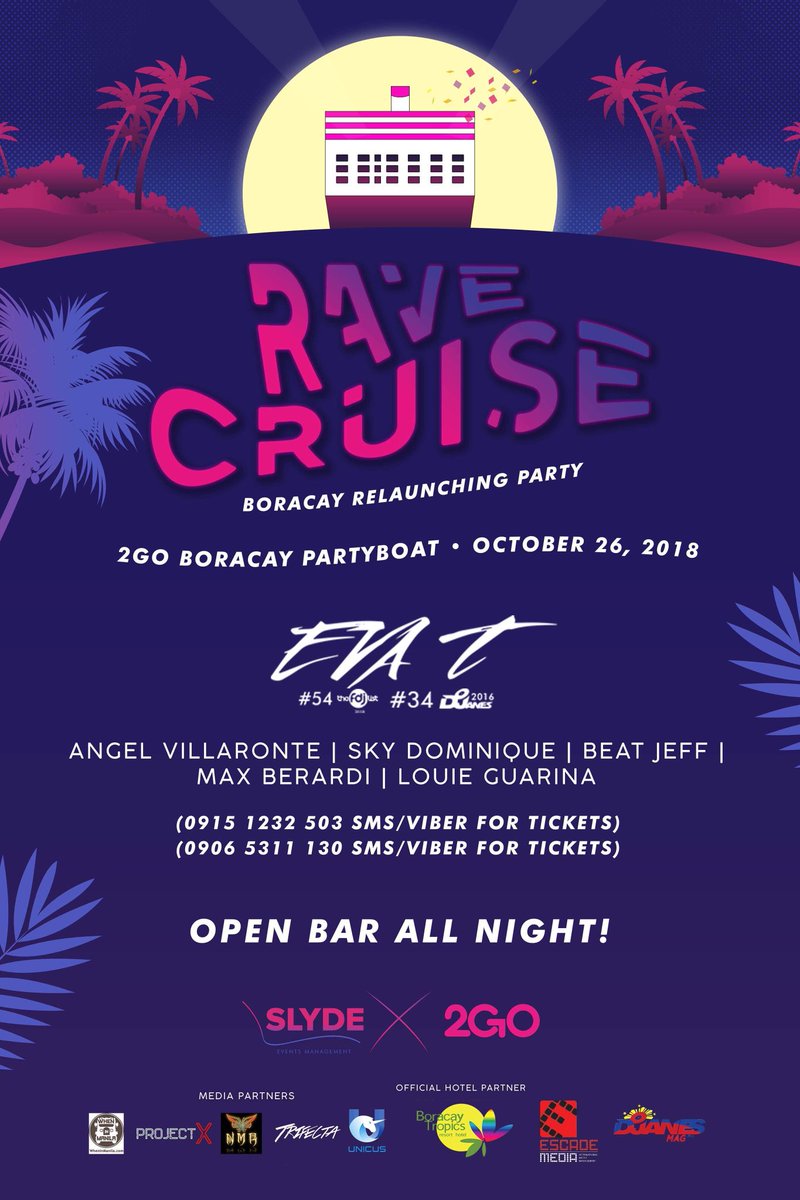 🚨 Boracay Relaunch Party 🚨 // 🏝 Playing on Rave Cruise 2018 this coming 26 Oct. ⛴ Sailing all the way to Boracay from Batangas. Book your ticket with Slyde Events now! #RaveCruise2018 🇵🇭