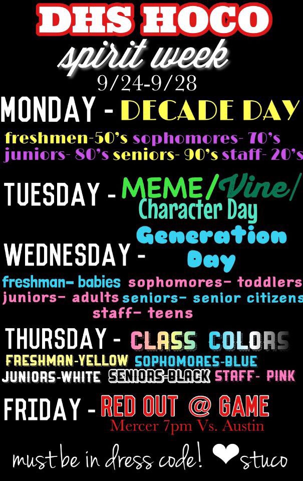 DhsVikingStuco's tweet photo. HEY VIKES! NEXT WEEK IS SPIRIT WEEK! BE SURE TO GO ALL OUT ( in dress code) !! CAN’T WAIT TO SEE WHAT Y’ALL DO !! https://t.co/nCpNnrBT8Q