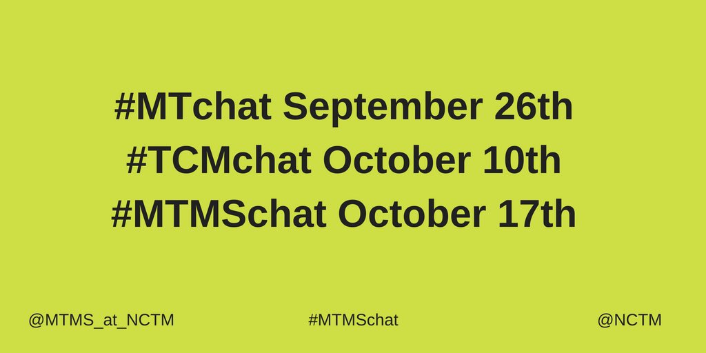 MTMS_at_NCTM's tweet image. Wednesday nights are NCTM night on Twitter. Join us for the upcoming #TCMchat and #MTchat #MTMSchat