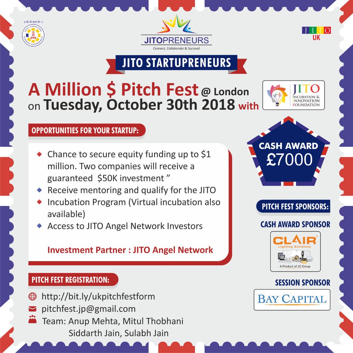 JITO_G2G's tweet photo. Got a million dollar idea? Participate in Jitopreneurs' Pitch Fest and get a chance to secure equity funding of up to 1 million dollars! 

Fill in the form now or get in touch with our team for any queries!

#StartUp #Startuprenuer #Jitoprenuers #London https://t.co/uu3ltEJhKm