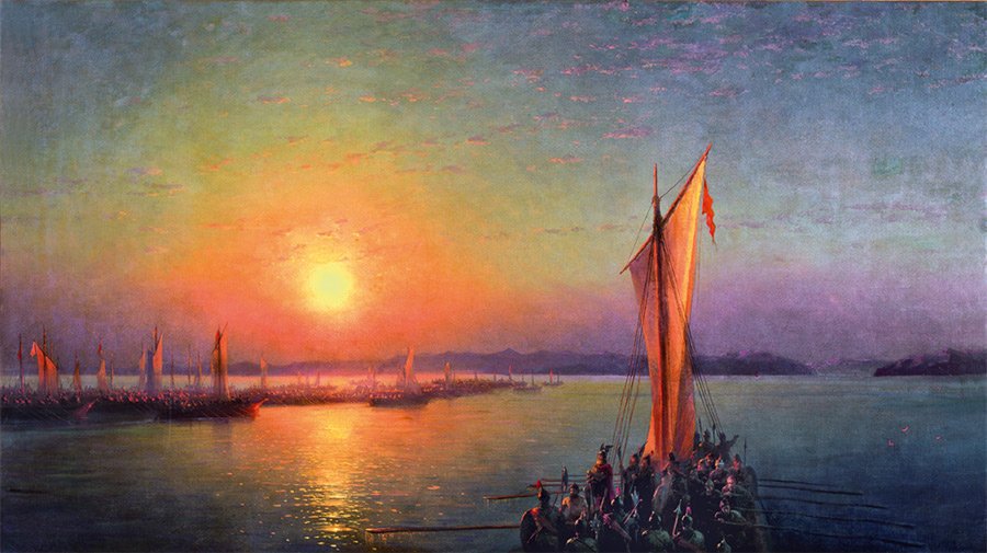 This thread of Ivan Aivazovsky paintings is my rebellion against the daily ugliness of twitter. "The Varangians on the Dnieper"