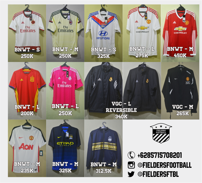 #Jersey4Sale #608 various team | detail di pic | CP:085715708201,COD Bandung | rekber via bukalapak/tokopedia | thanks buat RT-nya om 😊
<a href="/RCJerseyOri/">#RCJerseyOri Football Shop</a> <a href="/jerseymalang_/">callmeSUHE</a> <a href="/jersey_lfs/">Limited Football Shirt</a> <a href="/JerseyHeubeuls/">Akang Jersey</a> <a href="/CabinetsJersey/">ig @CabinetsJersey</a> <a href="/jerseysejahtera/">#CicilAble</a> <a href="/MagelangJersey/">Magelang Jersey</a> @vhinoz <a href="/reddevilstuff/">reddevilstuff, Indonesia</a> @SmallJersey