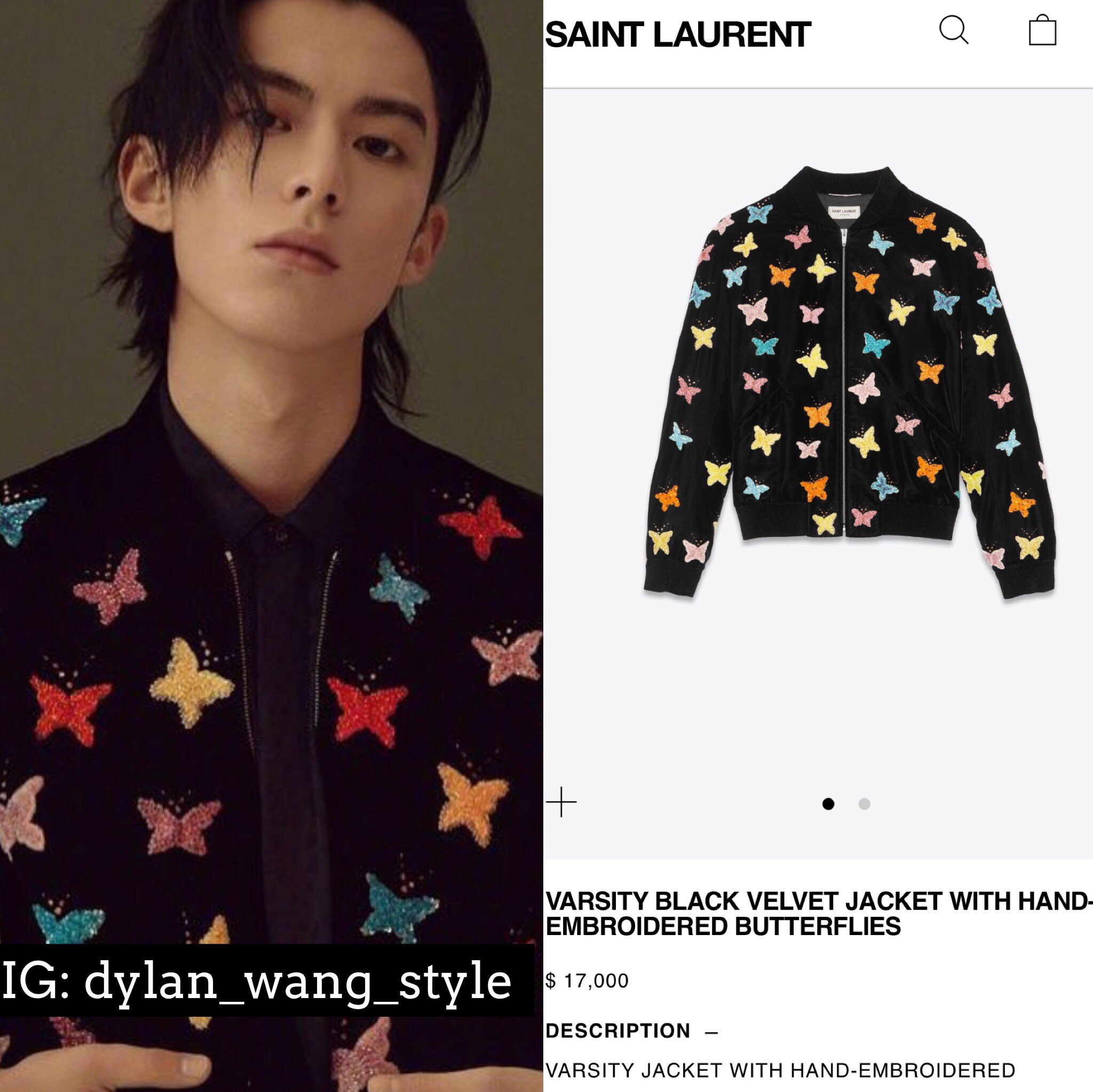 Saint laurent butterfly jacket discount