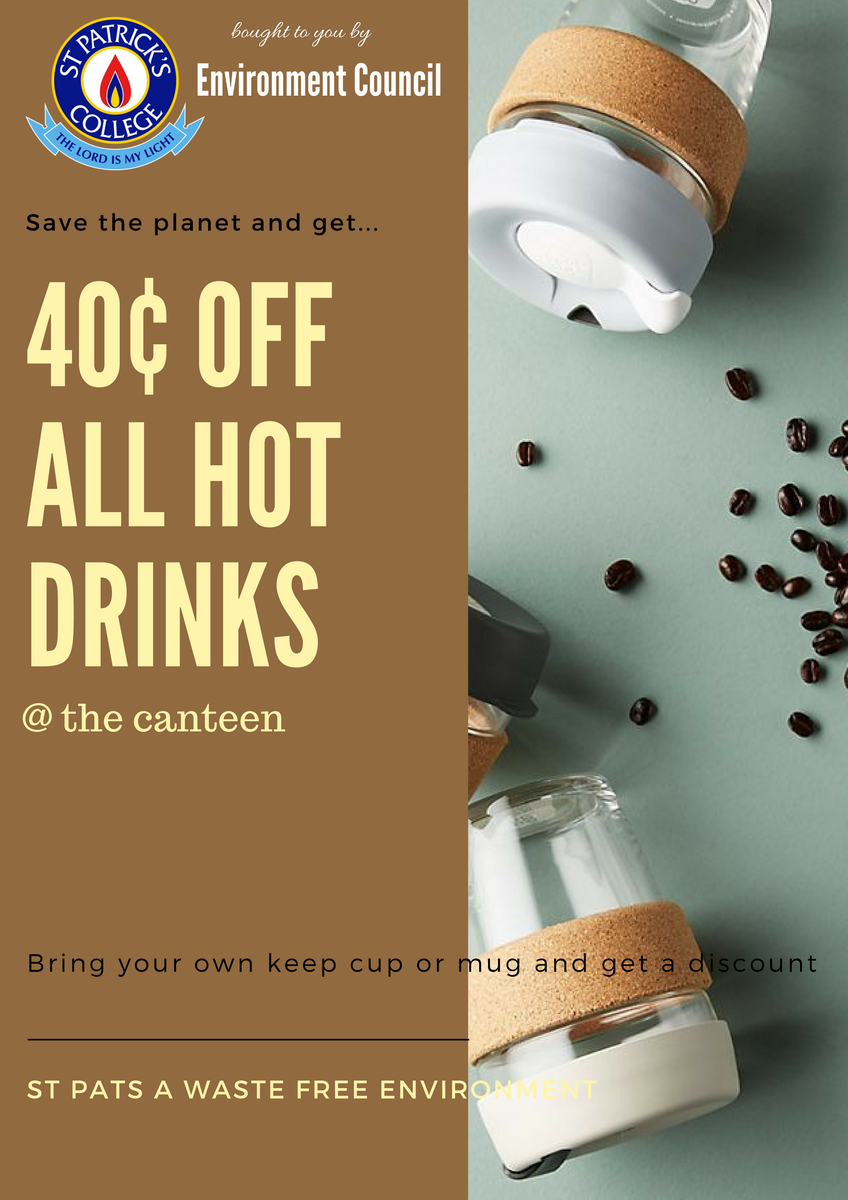 msboula88's tweet image. Our school @SPC_StPats is fighting the #warOnWaste with the introduction of #KeepCups to be used at the canteen at the start of the yr for a 40c discount. This has reduced our styrofoam waste dramatically! #WarONSchoolWasteAU