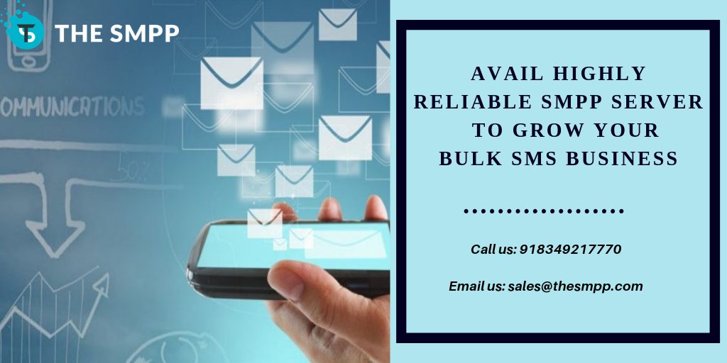 TheSMPP's tweet image. Avail highly reliable smpp server to grow your bulk sms business. To know more visit our site: thesmpp.com or call us Mobile +918349217770 email us at: sales@thesmpp.com .
 #TheSMPP #SMPPserver #SMPPpanel #SMPPclient #SMPPreseller #SMPP #BulkSMS #SMPPconectivity