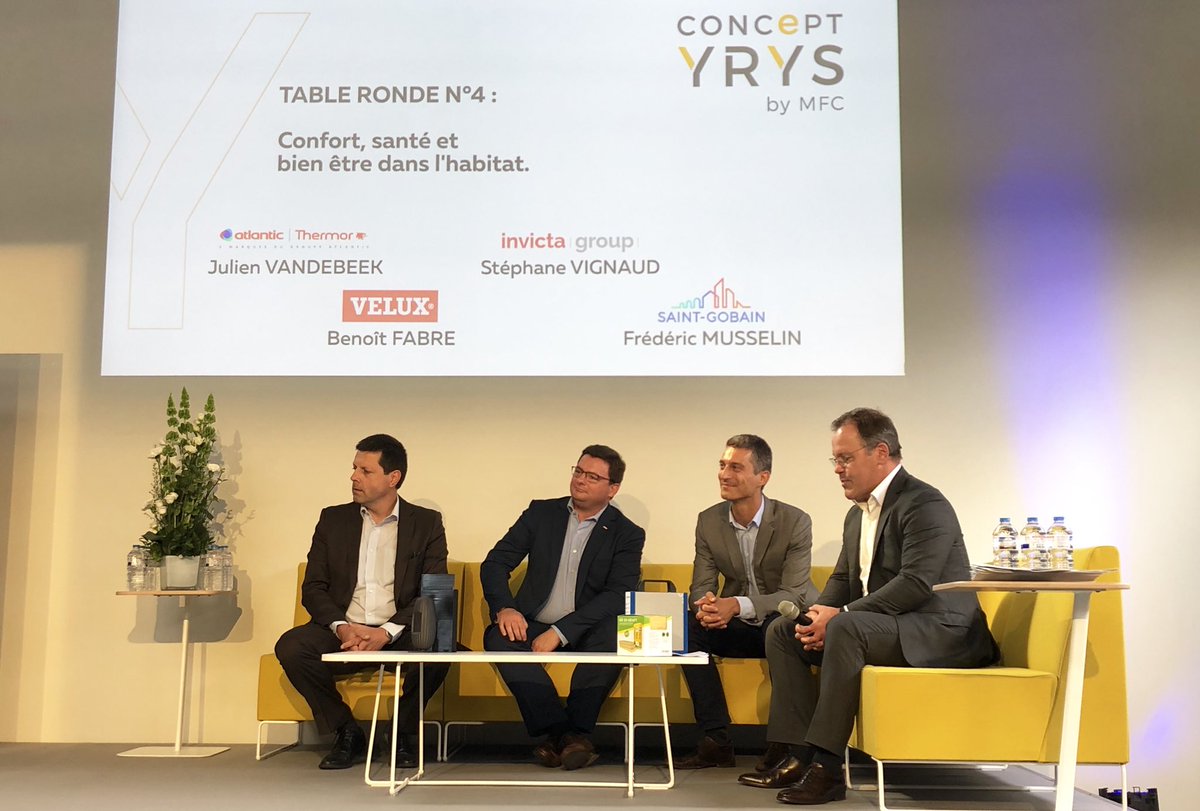 ConceptYRYS's tweet photo. #YRYSDirect
Table ronde n°4 : Confort, santé et bien être dans l'habitat. Retrouvez nos partenaires @saintgobain , @AtlanticFrance, @VELUX_France et @GroupInvicta #InaugurationYRYS https://t.co/cAvj4PIj9s