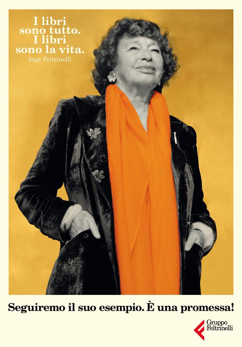 Ci lascia oggi Inge Feltrinelli.
Condividiamo questo triste momento prendendoci l'impegno di continuare a percorrere la strada da lei tracciata. La ricorderemo domani nelle Librerie Feltrinelli alle 19 con il "Valzer brillante" del Gattopardo per renderle omaggio danzando.
