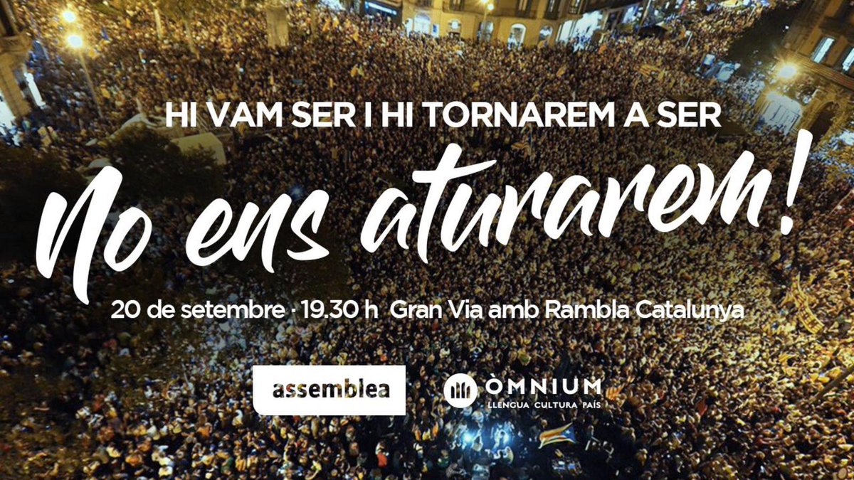 VINE AVUI #20S • 19.30h Tots/es lluitem x la llibertat i la justícia <a href="/Llatinocatalans/">Coordinadora Latina por la República</a> <a href="/amicalmarroqui/">Associació Amical de</a> <a href="/NousRepublicans/">Nous Republicans</a> <a href="/FASAMCAT/">FASAMCAT</a> @NousCatalans <a href="/CasCatSen/">CASC</a> <a href="/casadeltibet/">Fund. Casa del Tibet</a> <a href="/MEXCATBarcelona/">MEXCAT</a> <a href="/assemblea/">Assemblea Nacional Catalana</a> <a href="/IMPLICATBCN/">ASSOCIACIÓ IMPLICAT #Quedatacasa 🏡 #JoActuo</a> <a href="/AssociacioInvia/">Associació in via</a> <a href="/ANCCiutatVella/">ANC Ciutat Vella</a> <a href="/omnium/">Òmnium Cultural</a> <a href="/XarxaDonesGi/">XarxaDonesGi</a> #FemRepública