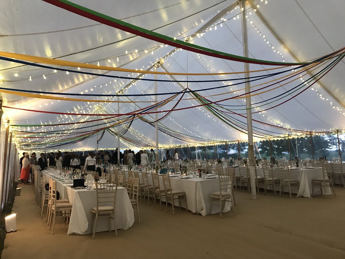 There is something quite magical about twinkly lights as night falls in a marquee. #events #caterers #wedding #decor #septemberweddings