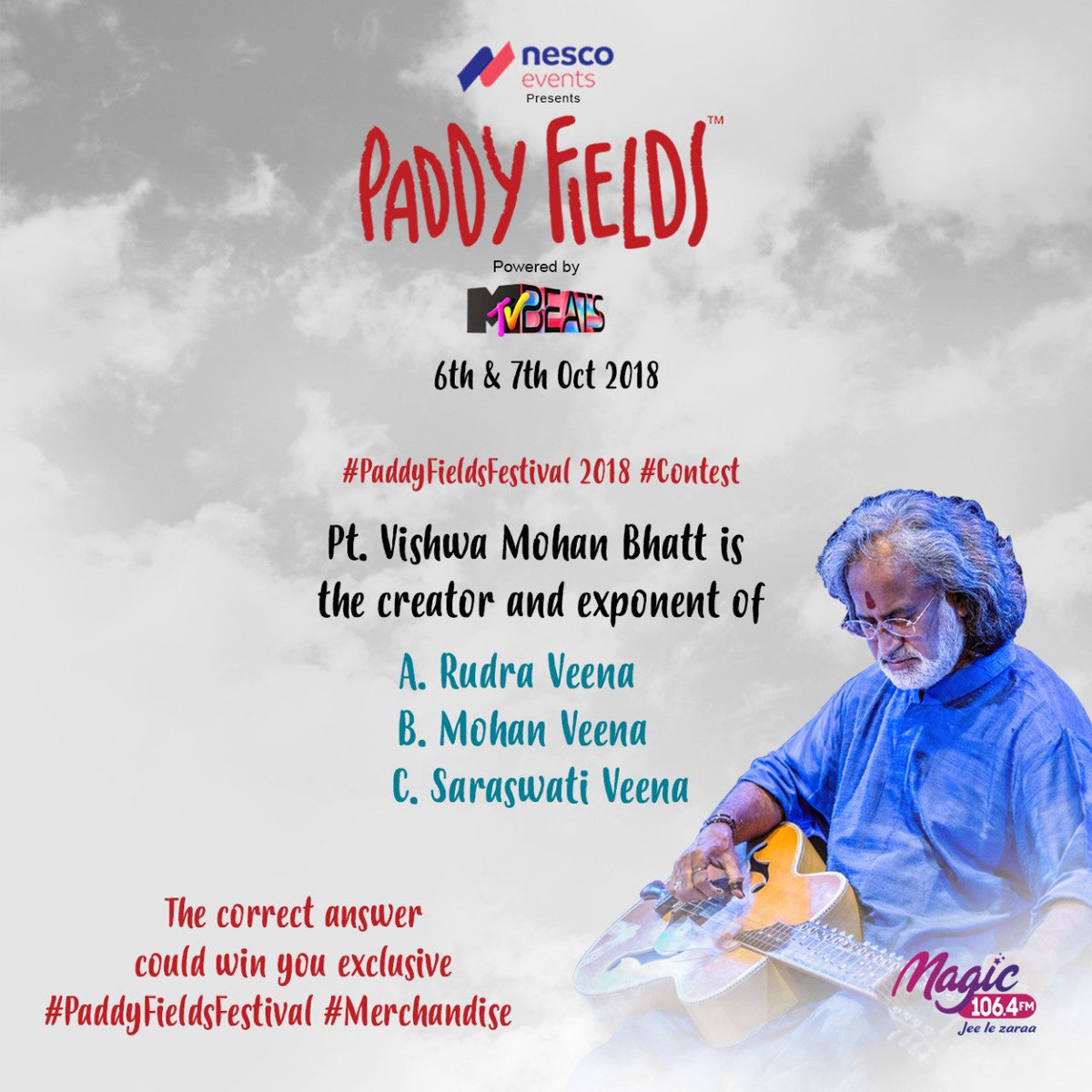 PaddyFieldsFest's tweet image. #PaddyFieldsFestival 2018 #Contest2 Know your #Music n @VishwaMBhatt? Right answer could win you #Exclusive #Merchandise. 15 days to the most awaited #LivePerformance of #Finest #Celebrated #Singers #Musicians &amp;amp; #Performers #RUThere? #BookTickets tinyurl.com/ybfpb4gp