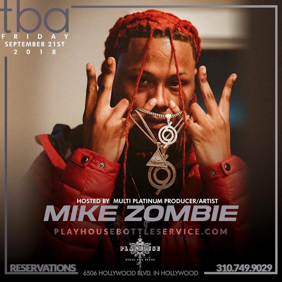 jamiebarren's tweet photo. Join multi platinum producer/artist #MikeZombie @MikeZombie this Friday #Sept21 #TBAFridays #Playhousehw @playhousehw  RSVP @jamiebarren https://t.co/3YZprdYxwJ