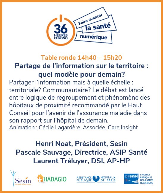 Sesin_SA's tweet photo. Henri NOAT, président de #Sesin &amp; #Hadagio, interviendra en table ronde sur le thème « Partage de l’information sur le territoire : quel modèle pour demain? », aujourd’hui  14h40 - 15h20 à Paris, lors des 36 Heures Chrono Hôpital du Futur #FASN. + d’info : https://t.co/iq813q7G6a https://t.co/RaRuLHUHeR