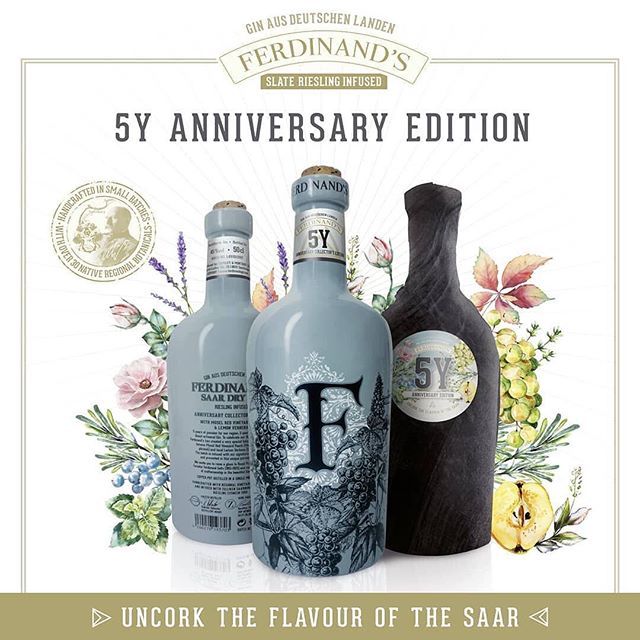 Ferdinand's Saar 5 Years Anniversary Gin! Only 120 bottles for Belgium... We’ve got some! ginsonline.com #5yanniversaryedition #ferdinandsgin #uncorktheflavourofthesaar . . . #handcrafted #craftgin #heritage #tradition #provenance #coolclimate #saarland #saar #terroi…