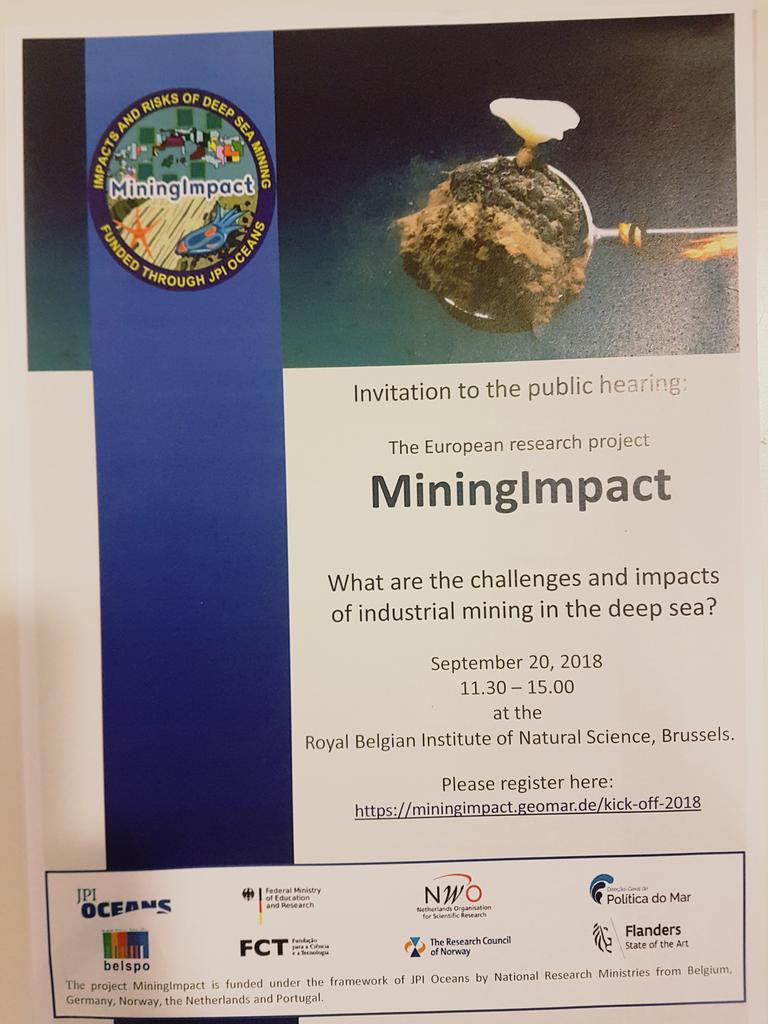 MiningImpact (@miningimpact) on Twitter photo Looking forward to our Public Hearing today: "What are the challenges and impacts of industrial #mining in the #deepsea?" Our scientists and representatives from <a href="/DEMEgroup/">DEME Group</a> and <a href="/ISBAHQ/">International Seabed Authority</a> provide some answers today. Join us at @RBINSmuseum. Video will be available afterwards. Looking forward to our Public Hearing today: "What are the challenges and impacts of industrial #mining in the #deepsea?" Our scientists and representatives from <a href="/DEMEgroup/">DEME Group</a> and <a href="/ISBAHQ/">International Seabed Authority</a> provide some answers today. Join us at @RBINSmuseum. Video will be available afterwards.