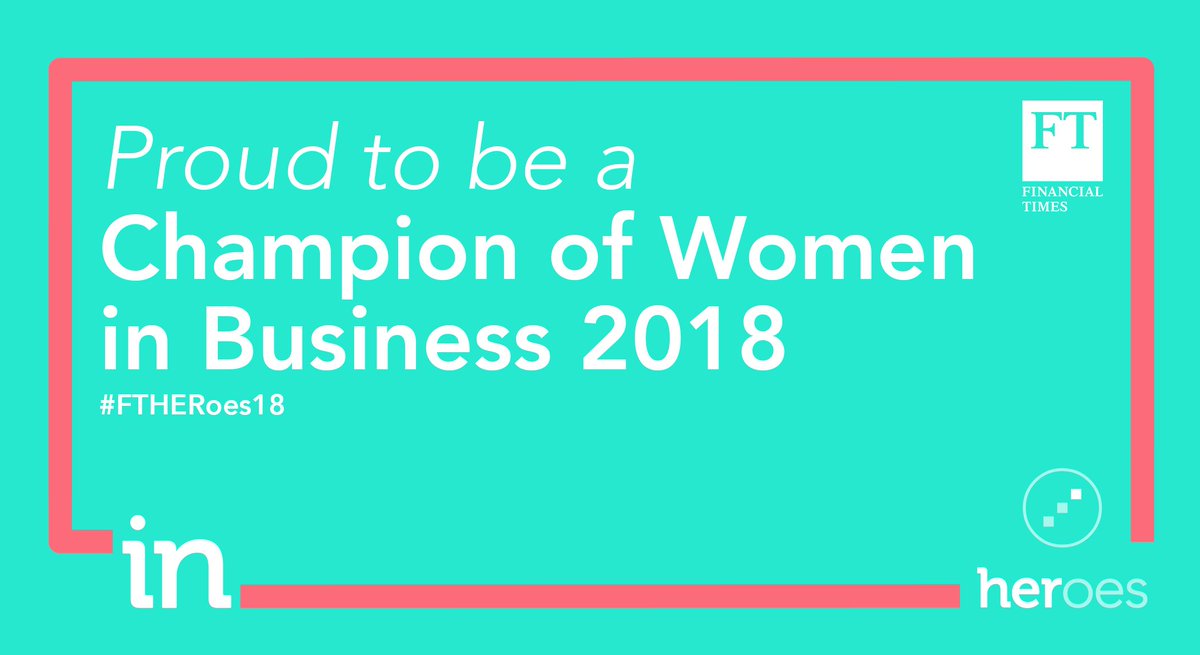 Very rewarding to be recognised as helping to drive #genderdiversity in the workplace. Continuing our efforts to #PressForProgress <a href="/FT/">Financial Times</a> &amp; <a href="/HERoesinB/">Heroes</a> Champions of #womeninbusiness #FTHERoes18 bit.ly/2nd63kE