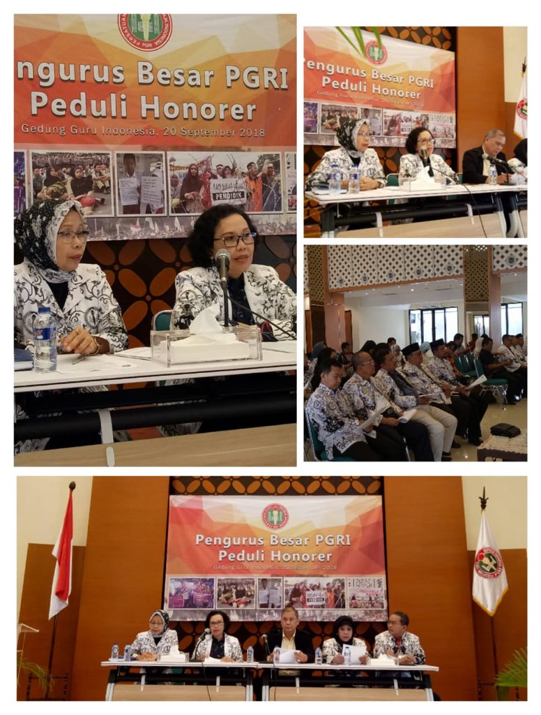 PBPGRI_OFFICIAL's tweet photo. Konferensi Pers menyikap persoalan honorer. PGRI meminta ada regulasi  Perpres atau PPPK yg berpihak pd honorer dan kepastian nasib mereka yg selama ini mengabdi mendidik anak bangsa krn kekurangan guru yg masif di seluruh tanah air https://t.co/zx5CbZCzFU