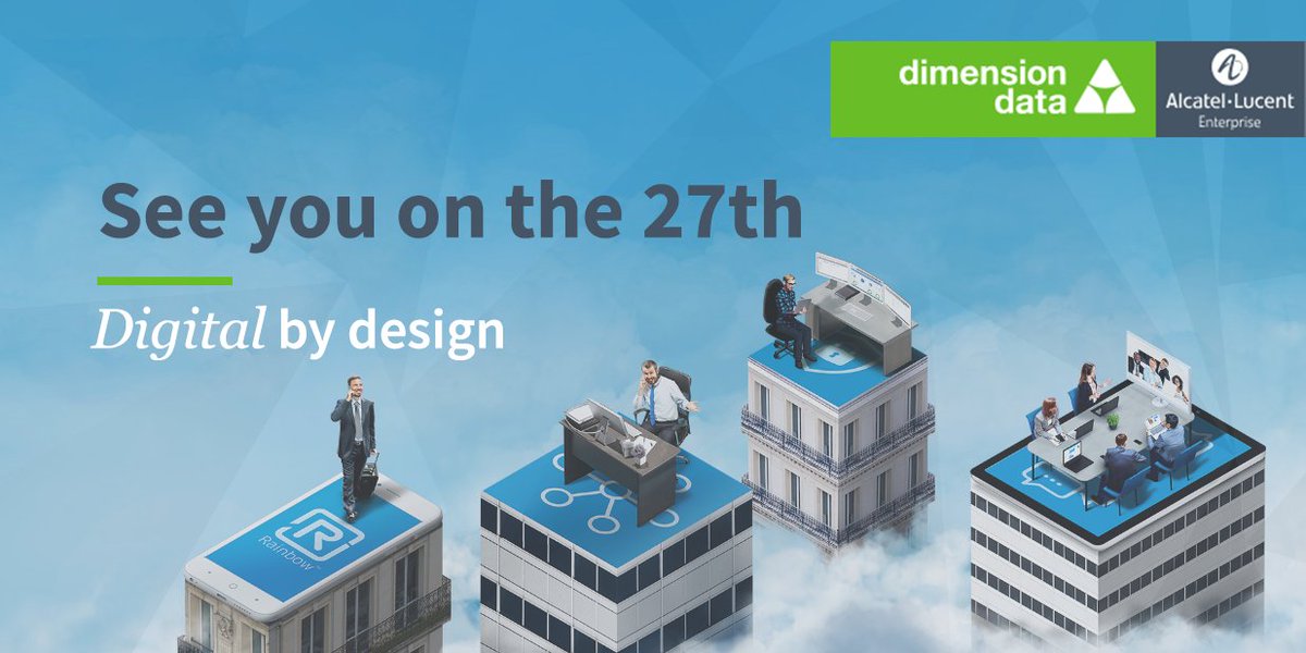 DimensionDataBE's tweet photo. #DigitalTransformation is the way of the future and it’s happening right now. Transform your customer experiences and benefit from #collaboration services with @ALUEnterprise's #Rainbow. Find out how at our event, next week,  #whereeverythingconnects: https://t.co/JUp6xQuFyz https://t.co/ZdyZYPHJUd