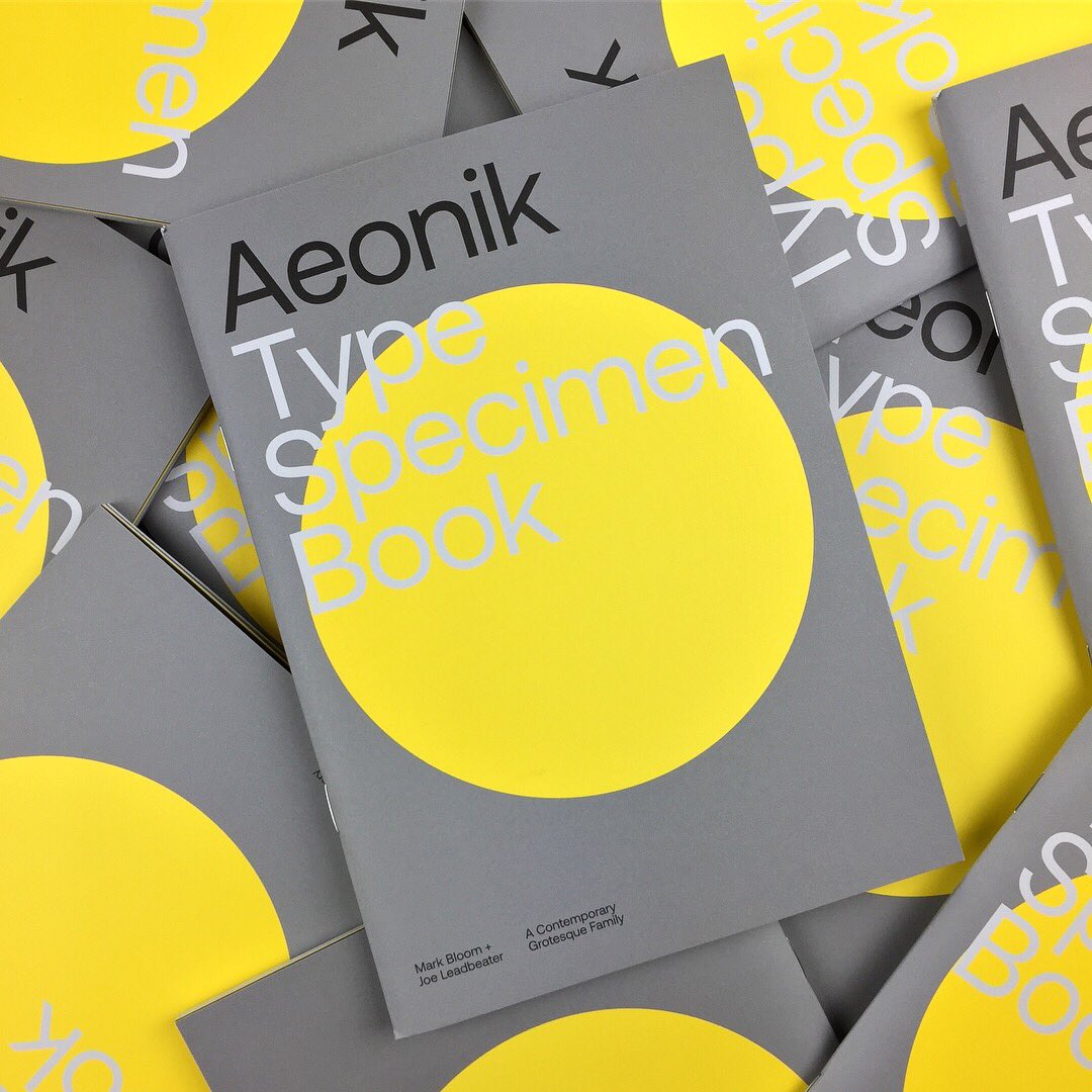 We are very pleased to be stocking the newly released, 64 page, ‘Aeonik’ type specimen, which marks the first collaborative font project between Mark Bloom and Joe Leadbeater: counter-print.co.uk/collections/al…