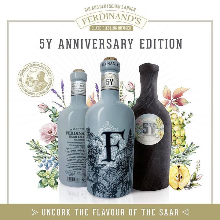 Ferdinand's Saar 5 Years Anniversary Gin! Only 120 bottles for Belgium... We’ve got some! ginsonline.com #5yanniversaryedition #ferdinandsgin #uncorktheflavourofthesaar . . . #handcrafted #craftgin #heritage #tradition #provenance #coolclimate #saarland #saar #terroi…
