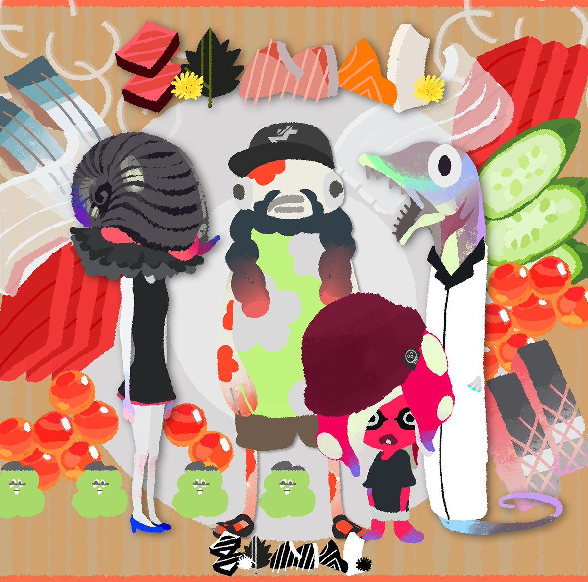 Splatoon スプラトゥーン ポストイカタコ時代のニューカマー Sashimori 元はラウド系ロックバンドだったが 横暴なボーカルを追放して一旦解散したコイ タチウオ スケーリーフットの3人が 10歳のタコの天才少年djを加えて再結成した 異色の新