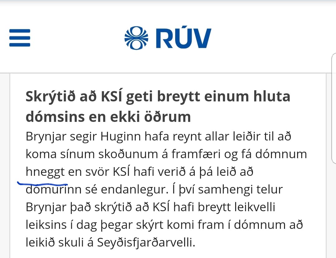 Stóra málið er þá að Hugin þyki Knattspyrnusambandið setja sig á háan hest?