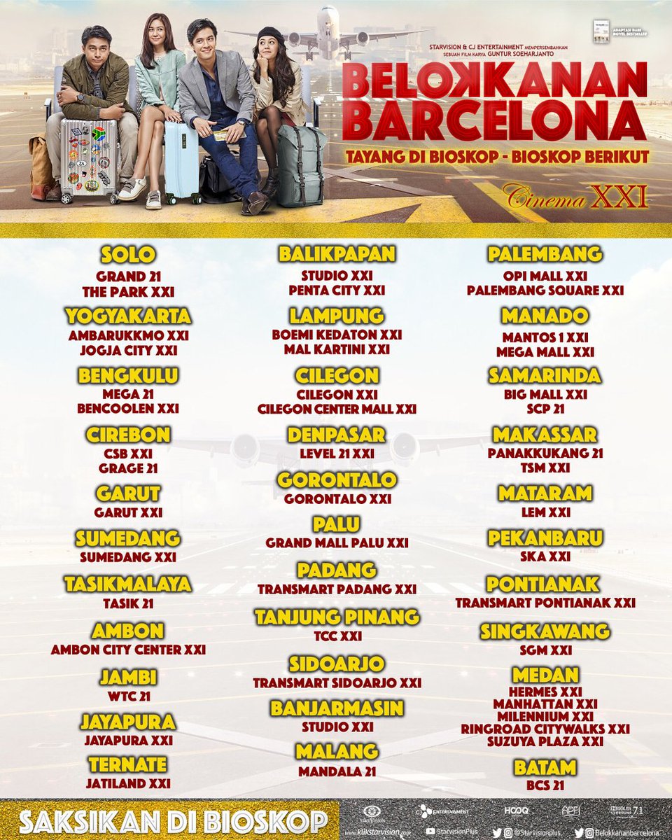 #BelokKananBarcelona tayang di bioskop-bioskop <a href="/cinema21/">Cinema XXI</a> berikut, ayo langsung merapat!