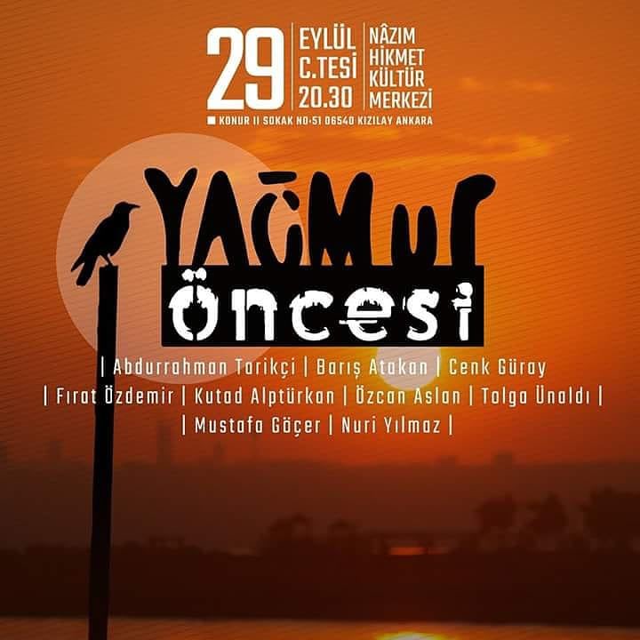 29 Eylül Cumartesi günü saat 20.30'da Ankara Nazım Hikmet Kültür Merkezi'ndeyiz. #music #grup #türkü