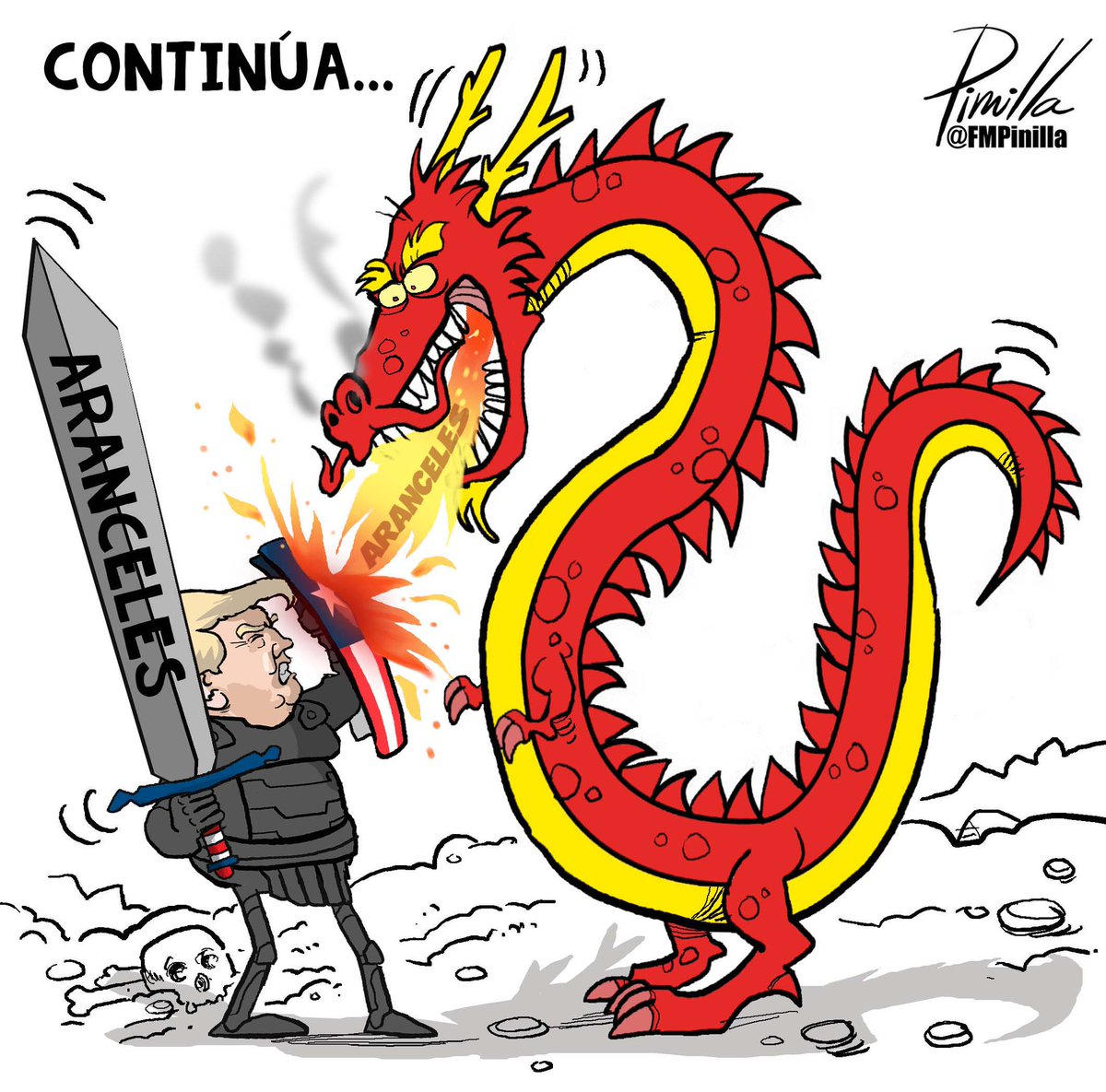 Caricaturasve Sigue La Guerra De Comercial Iniciada Por Usa Realdonaldtrump Contra China Con La Subida De Aranceles Como Medio De Ataque Arancel Pa Aqui Arancel Pa Alla Caricatura De Fmpinilla