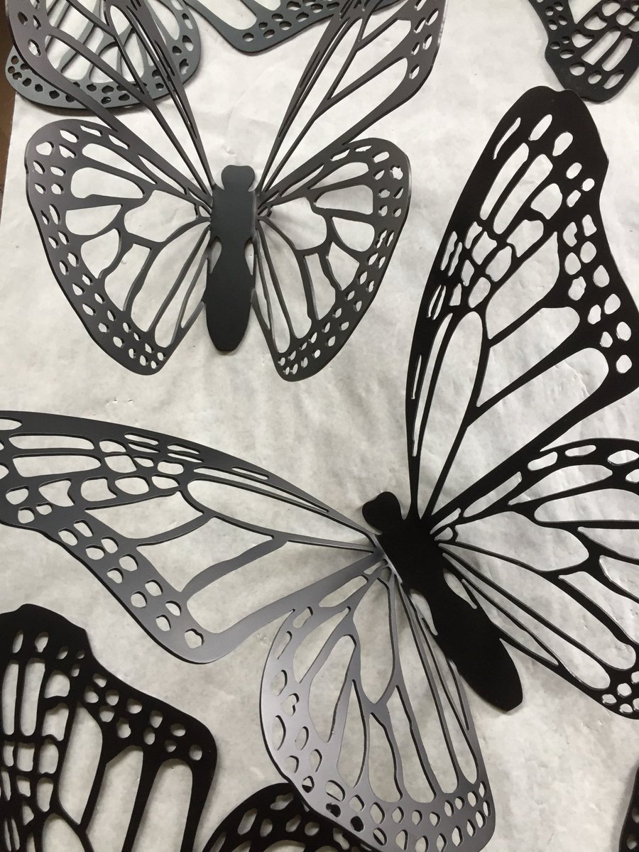 TorkArts's tweet photo. Some #process views of the #monarch #butterfly element for #naturesfirstgreen (powder coated aluminum, water clear urethane resin, pigment, powder) https://t.co/PhSX9wPrib
