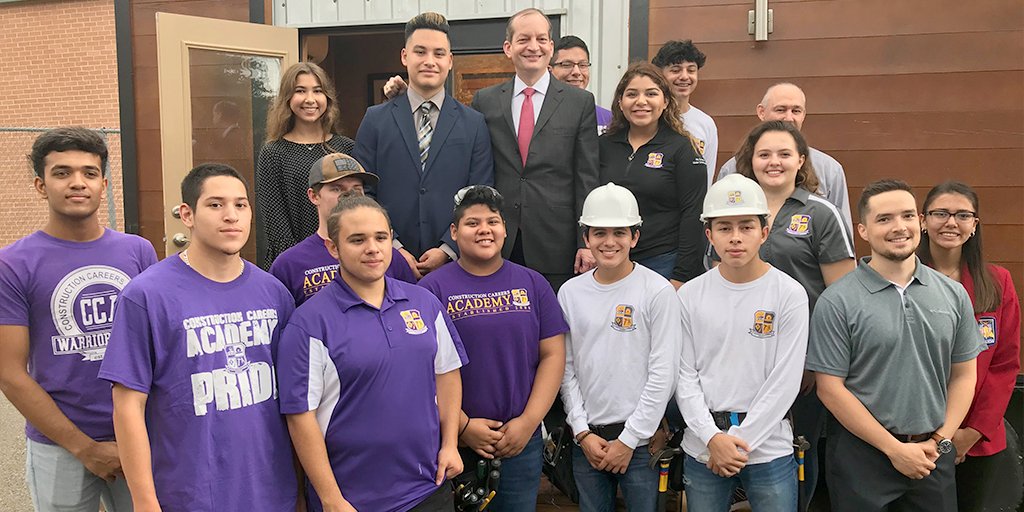 U.S Secretary of Labor Alexander Acosta visiting the Construction Careers Academy High School in San Antonio, Texas.