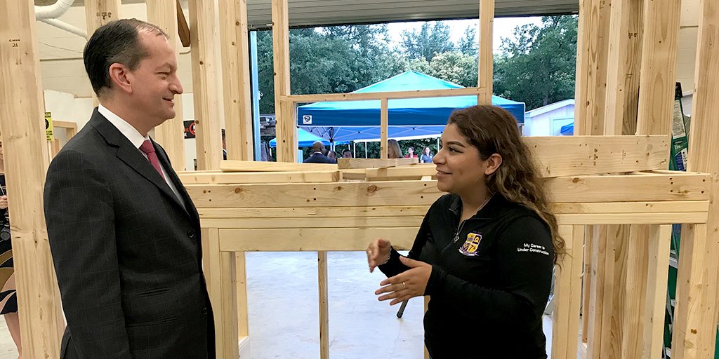U.S Secretary of Labor Alexander Acosta visiting the Construction Careers Academy High School in San Antonio, Texas.