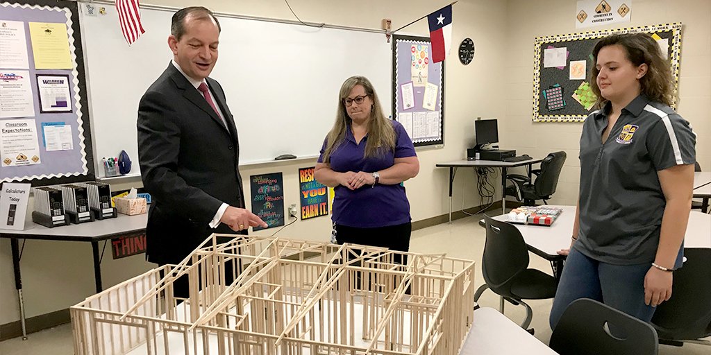 U.S Secretary of Labor Alexander Acosta visiting the Construction Careers Academy High School in San Antonio, Texas.