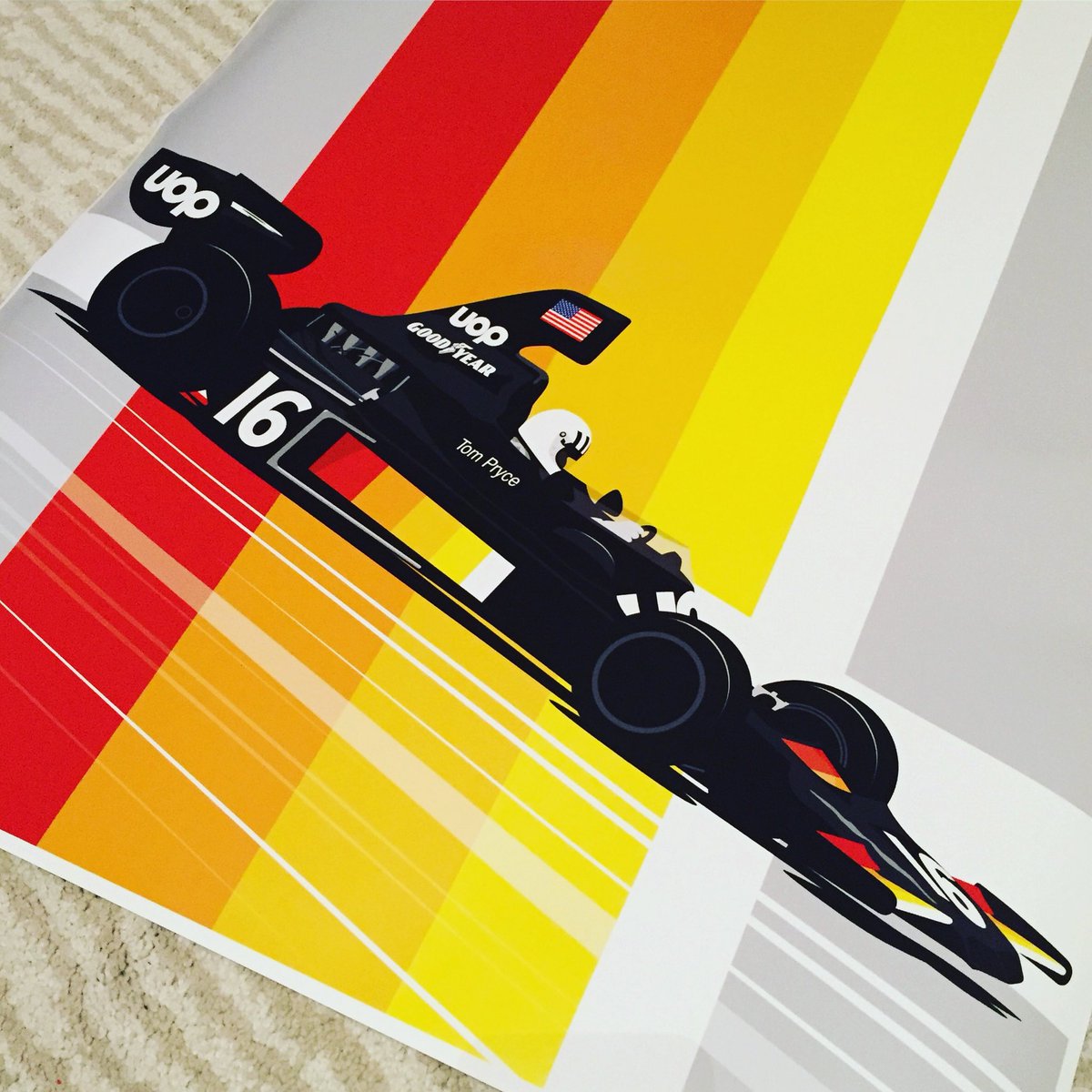 RLineDesigns's tweet photo. Canโt get enough of #TomPryce in large format ๐
#legend #historicf1 #retrogp #classic #goldenera #f1 #artwork #carart #wales #welsh #shadowdn5 #speed #poster #print #livery https://t.co/KVAHWb45oA