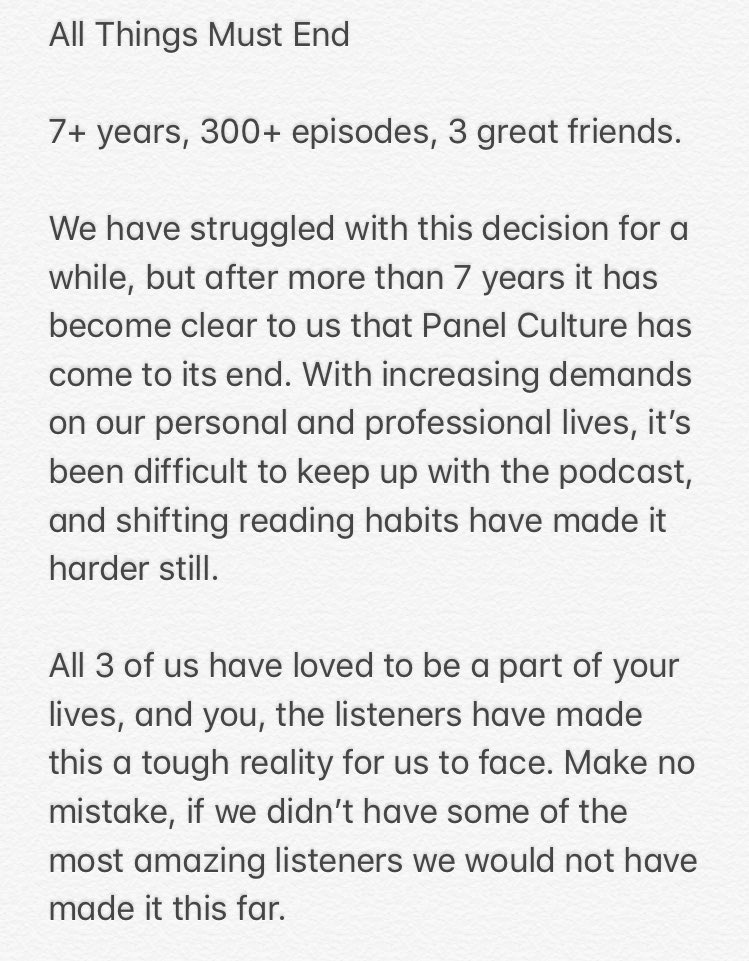 PanelCulture's tweet image. A message to our listeners: