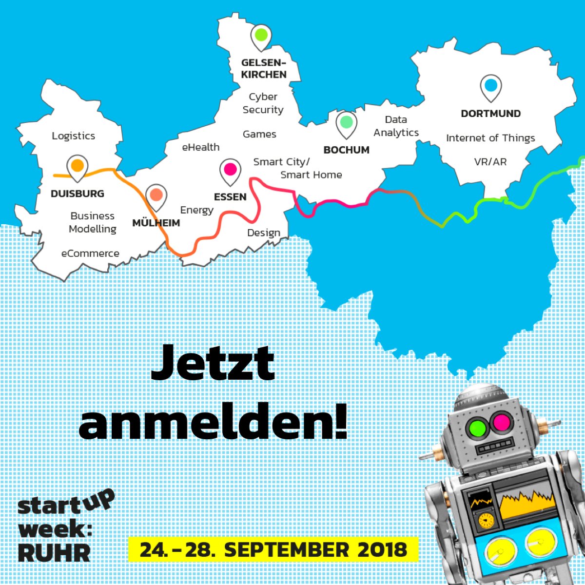 Sei dabei! Die #startupweekRUHR bietet dir vom 24.–28. September über 70 #Workshops &amp; #Networking-Events zu #Digitalisierung &amp; #Startup-Themen im #Ruhrgebiet – kostenlos! Wie wäre es mit einem Workshop zum Thema #Sales für Start-ups bei uns in #Bochum? bit.ly/2NWKkPb