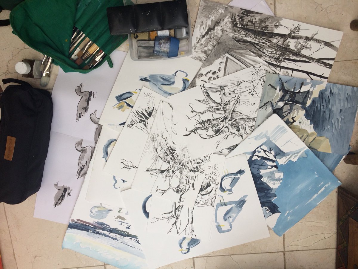 Unpacking after a fantastic week drawing in Bornholm Denmark