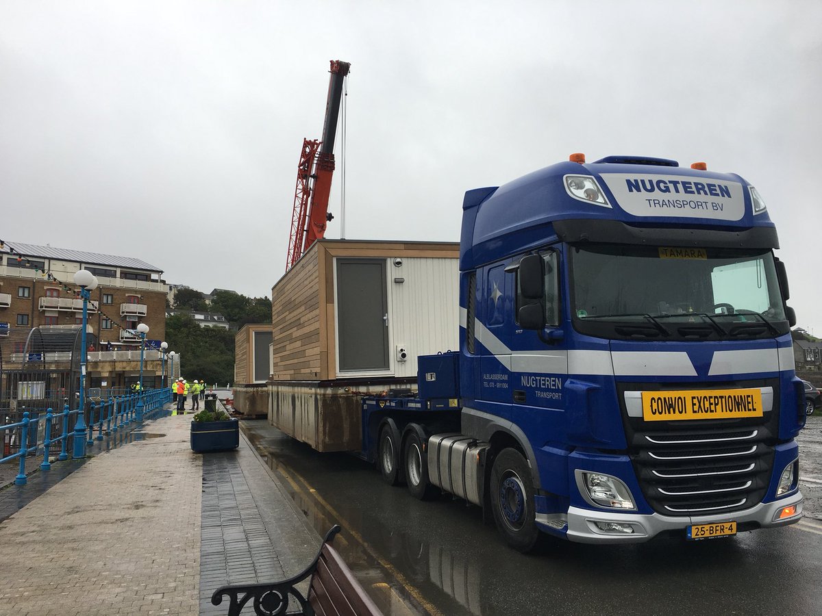And, they’re in! 🙌 🎉 A bit of rain wasn’t going to stop the #floatelcabins being lifted in! A big thanks to all involved in making this morning go so smoothly! #loveMW #visitwales #visitpembrokeshire #lovepembrokeshire
