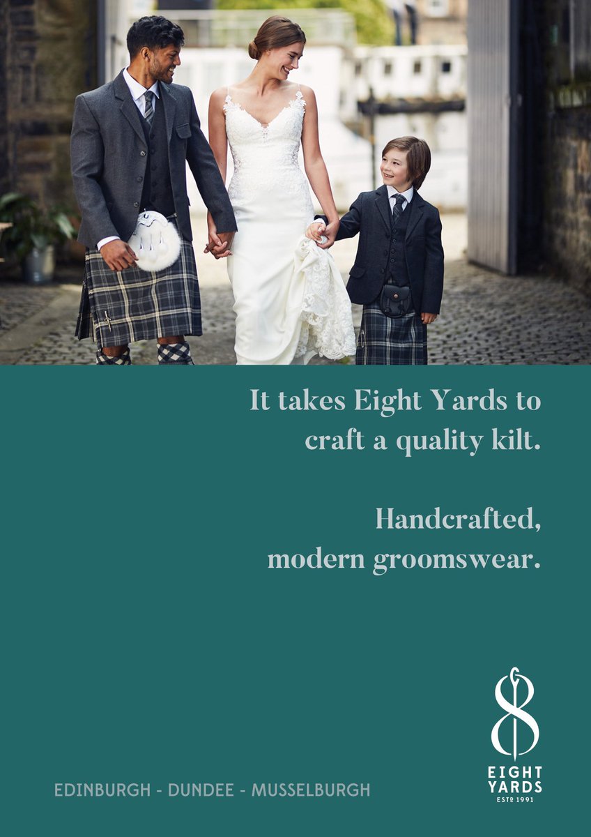 ToHaveToHolds's tweet image. It takes Eight Yards to craft a quality kilt.
Handcrafted, modern groomswear.
Edinburgh - Dundee - Musselburgh
8yards.co.uk