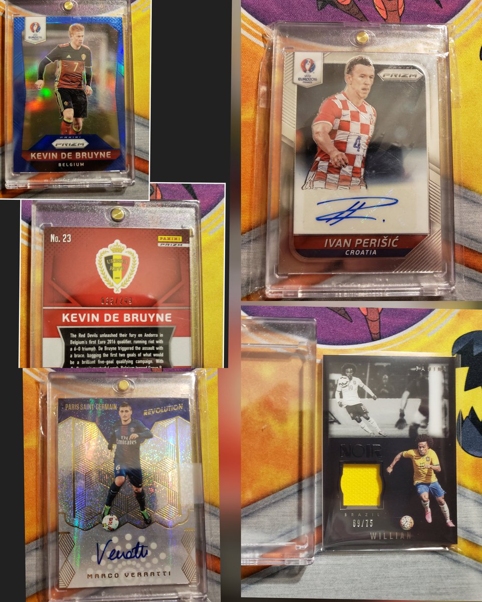NJSensasian's tweet photo. Got a few Mailday Shout outs -
1st) @beckettmedia is such a generous company and I was lucky enough to win 4 beautiful additions to my soccer collection!! My first autos of Perisic and Verritti!! Thank you again!!! https://t.co/kgXYZ8z48L