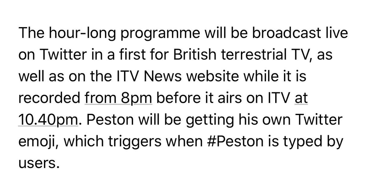 If you are reading this, you can participate in a bit of history.  Next Weds, and every Weds, you can watch my new show live on Twitter at 8pm, before it goes out on @itv, by going to the pinned Tweet at ⁦<a href="/itvpeston/">Peston</a>⁩ #Peston