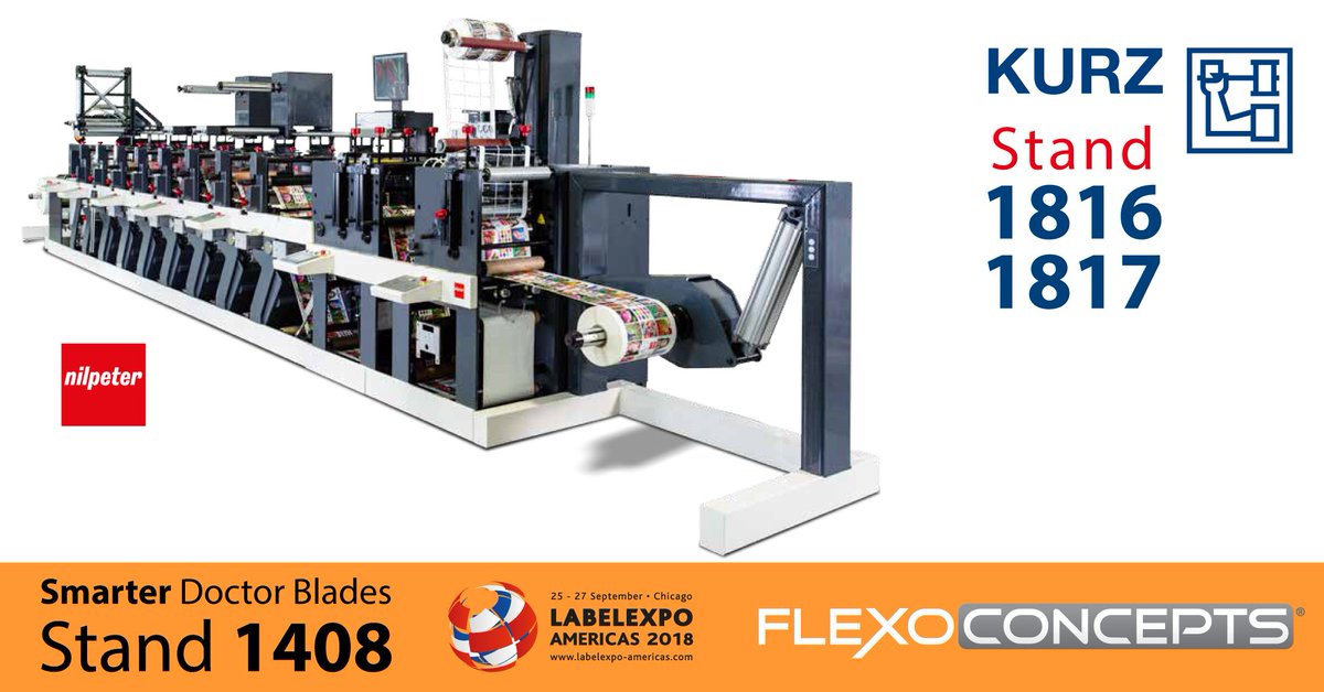 FlexoConcepts's tweet image. .@THE_KURZ_GROUP  will demonstrate their built-on DM-LINER®, connected to a @Nilpeter FB-350 press, at @Labelexpo Americas! This innovative hybrid will utilize TruPoint Orange doctor blades for quality, performance, and safety at the show.  Stop by Stand #1817 for a closer look!