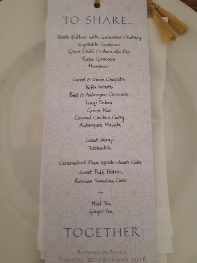 emynash's tweet image. Here’s what’s on the menu for today’s lunch at Kensington Palace: #hubbcommunitykitchen #duchessofsussex