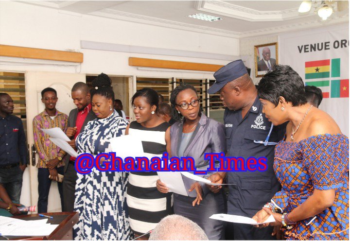 Ghanaian_Times's tweet photo. An 11-member Venue Organising Committee (VOC) for Accra has been inaugurated by the Local Organizing Committee (LOC) of the 11th #CAF #Total African Women's Cup of Nations (#AWCON) @WomenAFCONGhana
tournament @ the conference room of @MOYSGh
#WeCanDoIt #2018AWCONGH https://t.co/ZCqZdelmJg