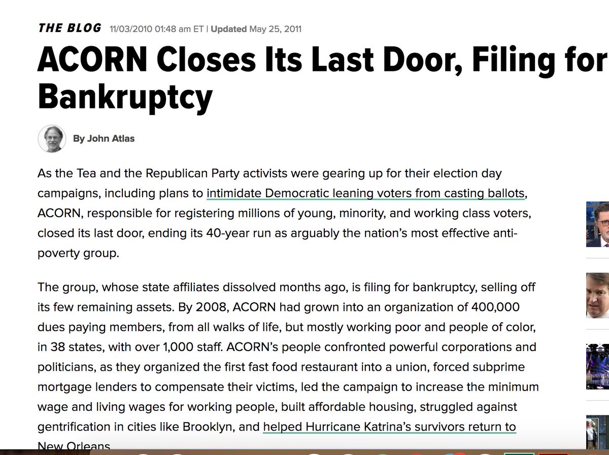 13. Killing ACORN in 2010 because of a video, made by notorious clown and smear merchant Jamie O'Keefe. Look at the makeup of congress when they killed ACORN. My guess: Hillary would have won Florida, Michigan, Wisconsin, Pennsylvania and the Presidency if Acorn were alive.