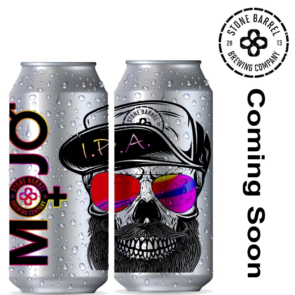 stonebarrelbrew's tweet photo. Not your normal IPA. Mojo IPA is a blend of 2 New Englands and a German Wheat beer yeast, Hopped to fuck with Denali, El Dorado and Vic Secret hops. An all together arrogant beast. Lightweights need not apply :) .Canning Saturday, on the shelves next week. #stonebarrel https://t.co/jUojyWMkJd