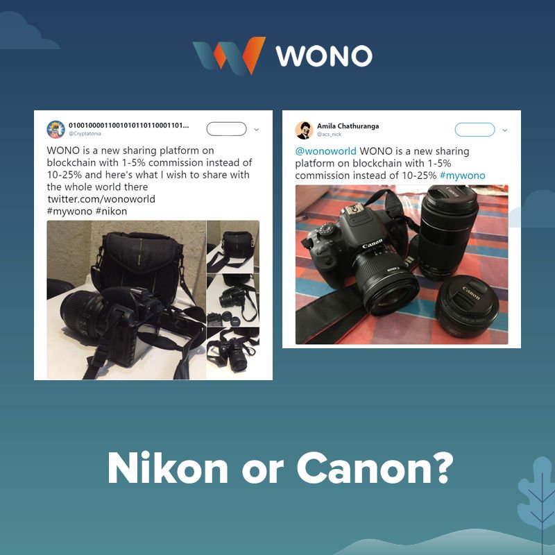 Nikon or Canon? Up to you mate but WONO will offer you both for rent :) #ico #startup #blockchain #fintech #token #tokensale #sharingeconomy #wono